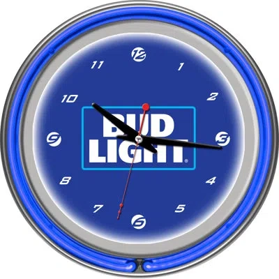 Trademark Global Bud Light 14.5" Wall Clock In Neon;mutli