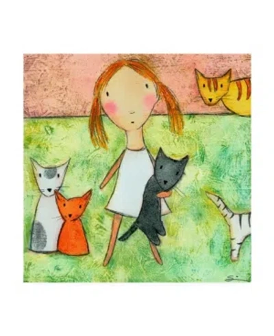 Trademark Global Carla Sonheim Girl With Cats Canvas Art - 15.5" X 21" In Multi