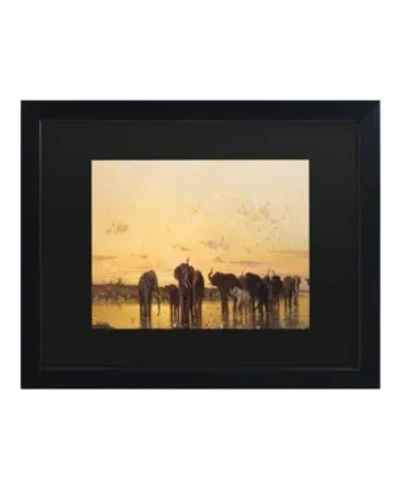Trademark Global Charles Emile De Tournemine African Elephants Matted Framed Art In Multi