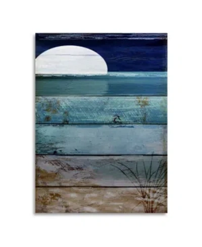Trademark Global Color Bakery Beach Moonrise I Floating Brushed Aluminum Art In Multi
