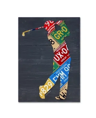 Trademark Global Design Turnpike 'golfer License Plate Art' Canvas Art In Multi