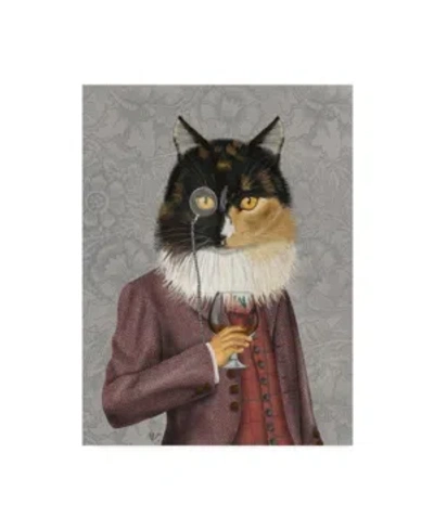 Trademark Global Fab Funky Tortoiseshell Cat And Brandy Glass Canvas Art In Multi