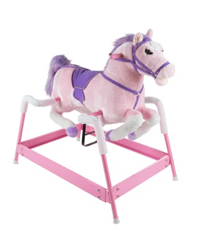 Trademark Global Happy Trails Kids Ride On Rocking Horse Toy In Pink