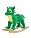 Trademark Global Happy Trails Plush Dinosaur Rocking Horse In Green