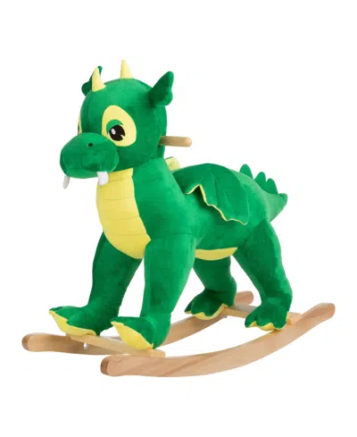 Trademark Global Happy Trails Plush Dinosaur Rocking Horse In Green