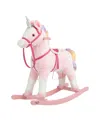Trademark Global Happy Trails Ride On Rocking Unicorn With Sound In Pink