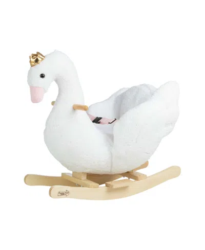 Trademark Global Happy Trails Swan Plush Rocking Horse In White