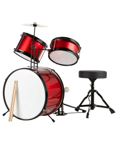 Trademark Global Hey Play 3-piece Beginner Drum Set In Red