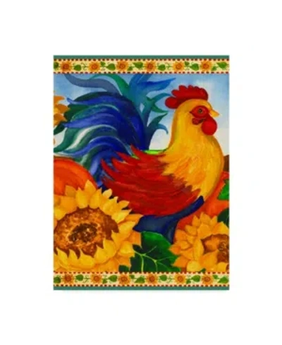 Trademark Global Laurie Korsgaden 'colorful Rooster Centered' Canvas Art In Multi