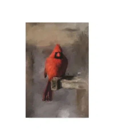 Trademark Global Lois Bryan 'bright Red Cardinal On A Perch' Canvas Art In Multi
