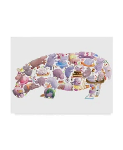 Trademark Global Louise Tate 'hippo Collage' Canvas Art In Multi