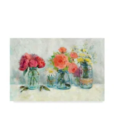 Trademark Global Marietta Cohen Art And Design 'flowers In Mason Jars' Canvas Art In Multi