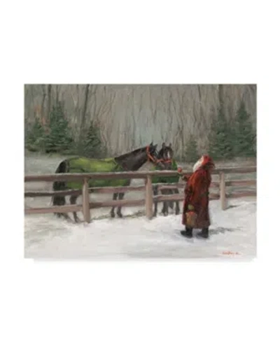 Trademark Global Mary Miller Veazie 'santa With Horses' Canvas Art In Multi