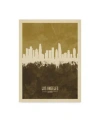 Trademark Global Michael Tompsett Los Angeles California Skyline Brown Canvas Art In Multi