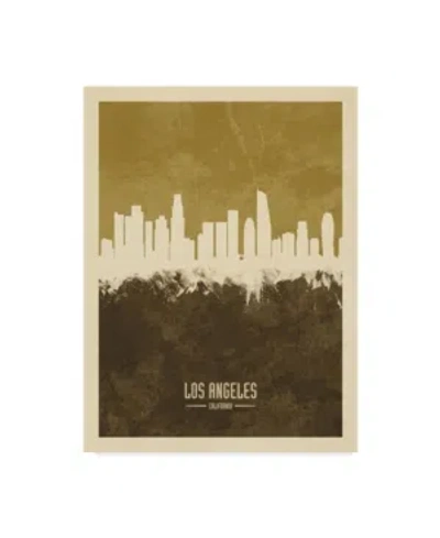 Trademark Global Michael Tompsett Los Angeles California Skyline Brown Canvas Art In Multi