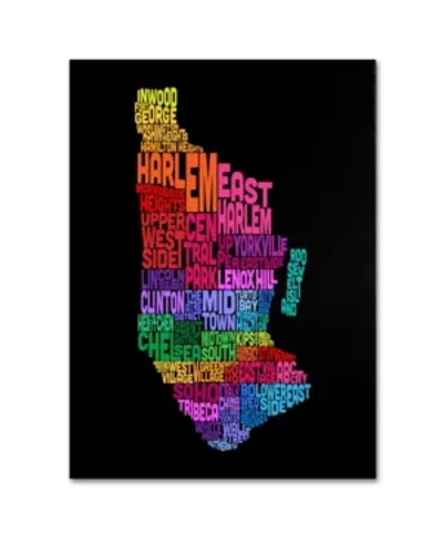 Trademark Global Michael Tompsett 'manhattan Text Map 2' Canvas Art In Multi