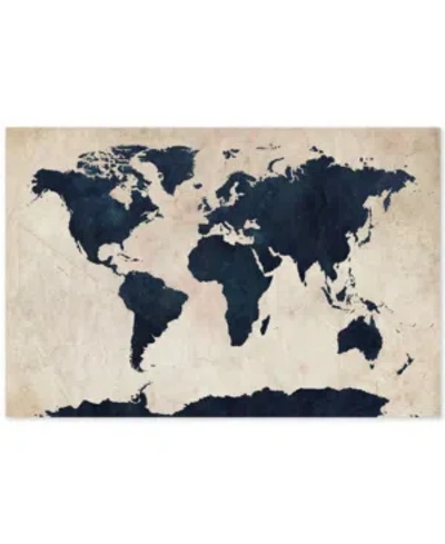 Trademark Global Michael Tompsett 'world Map -navy' Canvas Art In No Color