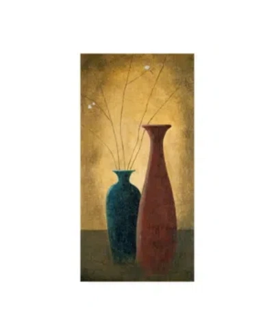 Trademark Global Pablo Esteban Two Slender Vases And Flowers Canvas Art In Multi