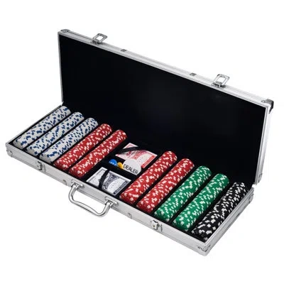 Trademark Global Poker & Casino Poker Chip Set - Poker Set With Cards, Buttons, Carrying Case, And 500 Poker Chips Fo In Black;red;white;green