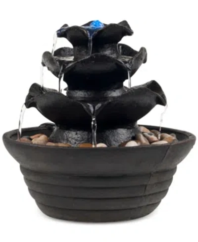 Trademark Global Pure Garden 3-tier Cascading Tabletop Fountain With Led Lights In Brown