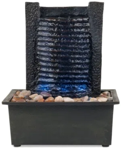 Trademark Global Pure Garden Waterfall Tabletop Fountain With Led Lights In Brown