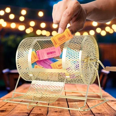Trademark Global Small Raffle Ticket Drum In Gold