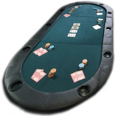 Trademark Global Texas Hold'em Folding Poker Table Top Water-resistant Folding Mat With Cupholders And Padded Edges S In Black;green