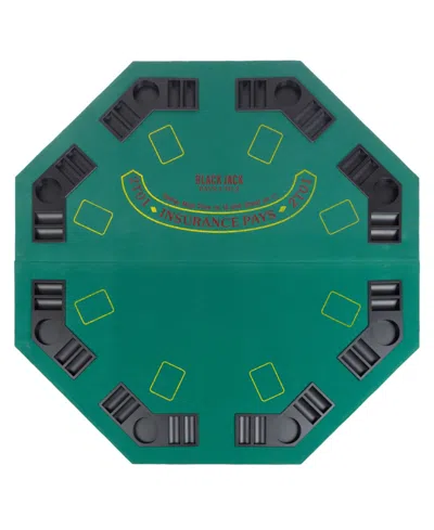 Trademark Global Trademark Poker Solid Wood 2-fold Poker, Blackjack Tabletop In Green