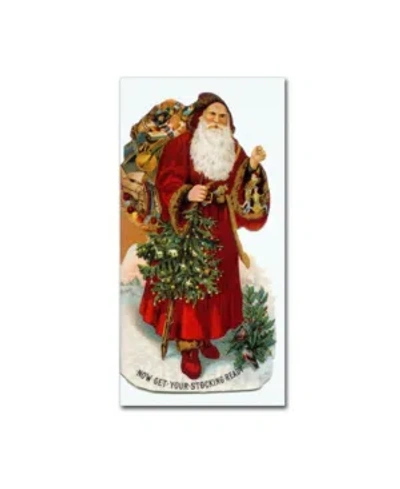 Trademark Global Vintage Apple Collection 'christmas Stocking Santa' Canvas Art In Multi