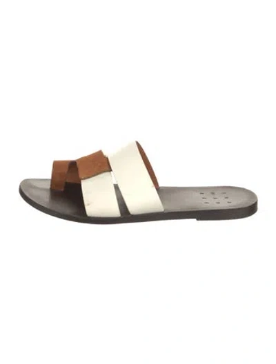 Pre-owned Trademark Leather Slides In Brown