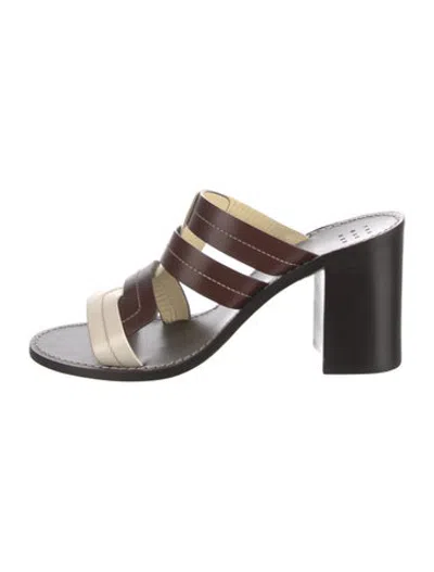 Pre-owned Trademark Leather Slides In Brown