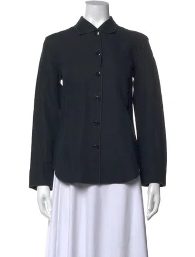 Pre-owned Trademark Long Sleeve Button-up Top In Blue
