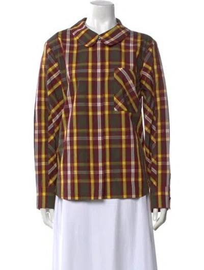 Pre-owned Trademark Plaid Print Long Sleeve Top W/ Tags In Multi