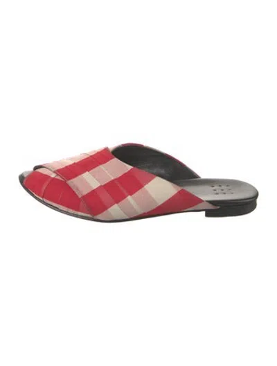 Pre-owned Trademark Plaid Print Slides In Red