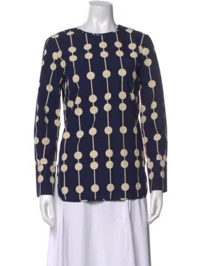 Pre-owned Trademark Polka Dot Print Crew Neck Top In Blue