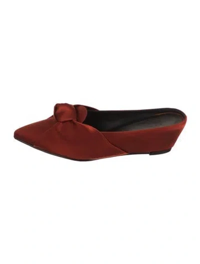 Pre-owned Trademark Satin Mules In Red