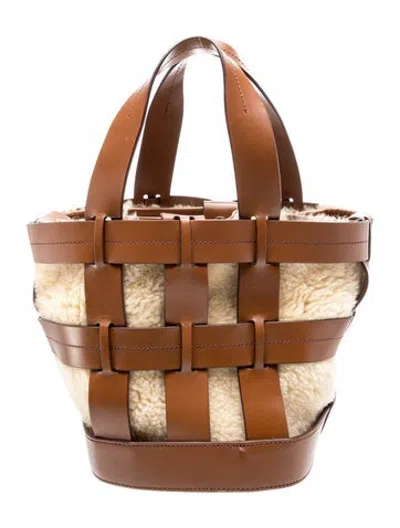 Pre-owned Trademark Shearling Bucket Bag In Brown