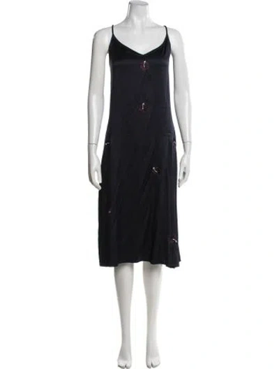 Pre-owned Trademark Silk Midi Length Dress In Blue