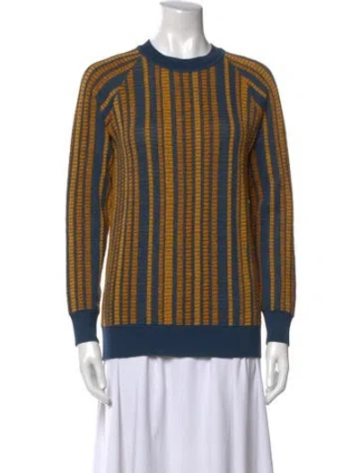 Pre-owned Trademark Striped Crew Neck Sweater In Blue