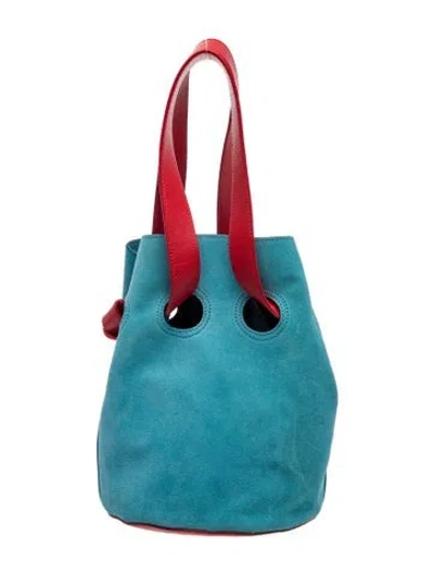 Pre-owned Trademark Suede Bucket Bag In Blue