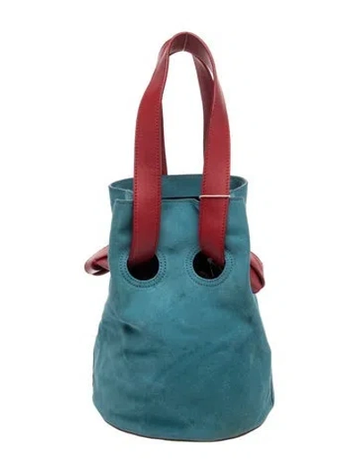 Pre-owned Trademark Suede Bucket Bag In Blue