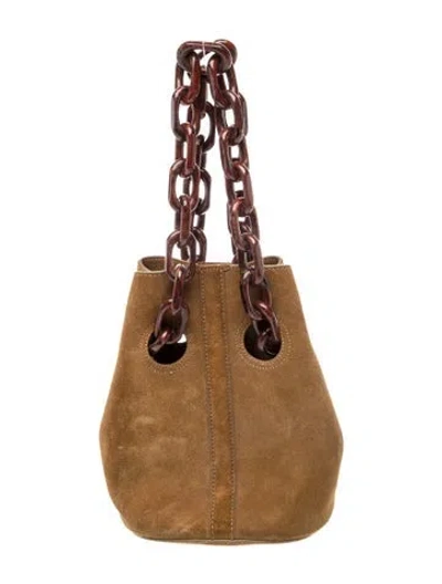 Pre-owned Trademark Suede Bucket Bag In Green