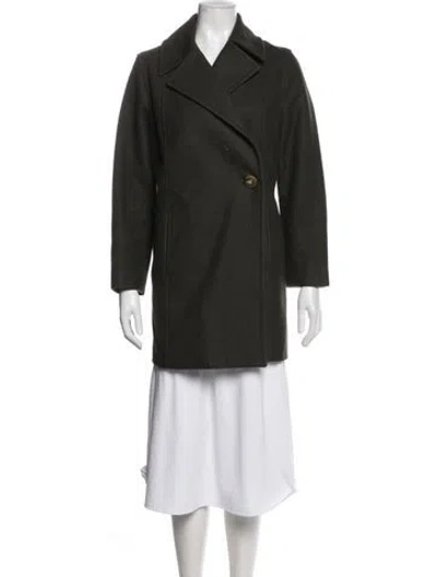 Pre-owned Trademark Virgin Wool Peacoat In Green