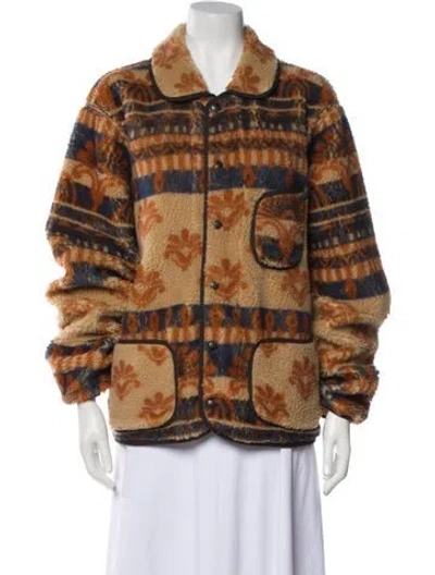 Pre-owned Trademark Wool Printed Jacket In Brown