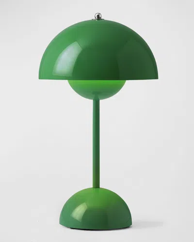 Tradition Flowerpot Portable Led Table Lamp In Green