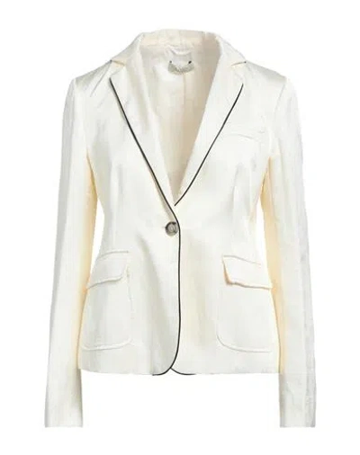 Tradition Novanta3 Woman Blazer Ivory Size 10 Viscose, Cotton, Linen In White