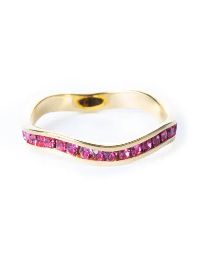 Traditions Jewelry Company 18k Gold Over Sterling Silver Crystal Birthstone Stackable Wave Ring In Multi