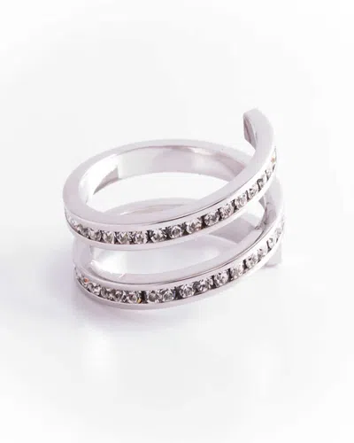 Traditions Jewelry Company Fine Silver Plated Clear Crystal Spiral Ring In White