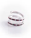 Traditions Jewelry Company Fine Silver Plated Patriotic Crystal Spiral Ring In Silver