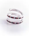 Traditions Jewelry Company Fine Silver Plated Patriotic Crystal Spiral Ring In Multi